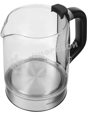 Чайник электрический Hyundai HYK-G5501 1.7 л, 2200 Вт, серебристый/черный