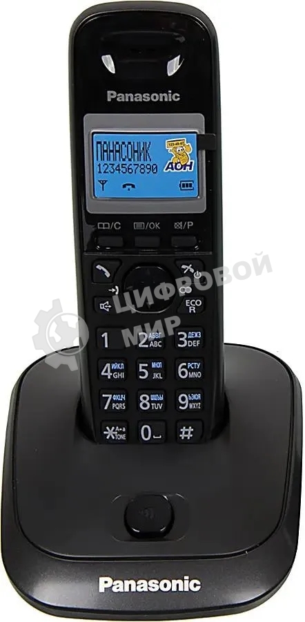 Телефон беспроводной (DECT) Panasonic KX-TG2511RUT (титан) АОН, Caller ID,спикерфон на трубке,переход в Эко режим одним нажатием