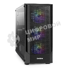 Компьютерный корпус Miditower ExeGate EVO-8227-NPX600 (ATX, БП 600NPX с вент. 12см, 2*USB+1*USB 3.0+HD Audio, черный, 3 вент. RGb, закаленное стекло)