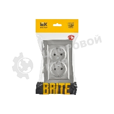 Розетка 2-местная IEK BRITE РС12-2-БрС (BR-R20-10-K46-F) 10А в сборе, без заземления, без защитных шторок, сталь