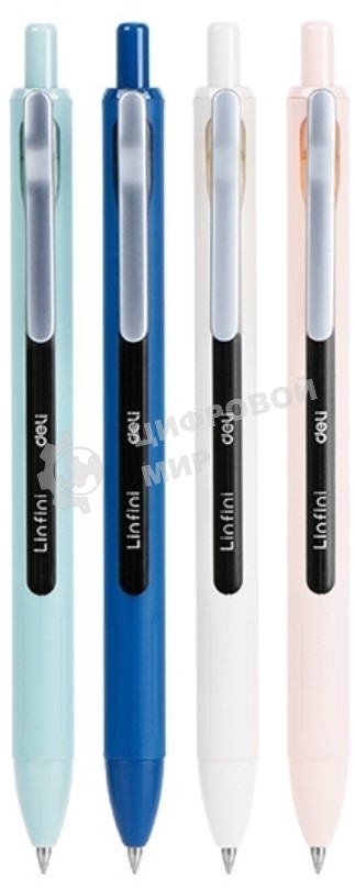 Ручка гелевая автоматическая Deli Linfini EG86-BK ассорти/ассорти, черные чернила, блистер с европодвесом, линия 0.5мм