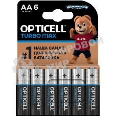 Батарея Opticell Turbo MAX LR6 AA (6шт) блистер