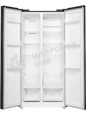 Холодильник Maunfeld MFF177NFBE черный, двухкамерный 263/170л морозилка сбоку, No Frost, Side by Side