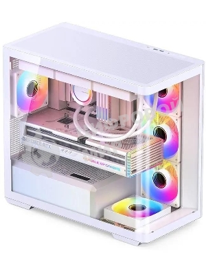 Корпус без блока питания JONSBO D300, Mini-Tower, TG, no fan, 2xUSB-A 3.2 + 1xUSB-C 3.2, mATX, mITX White