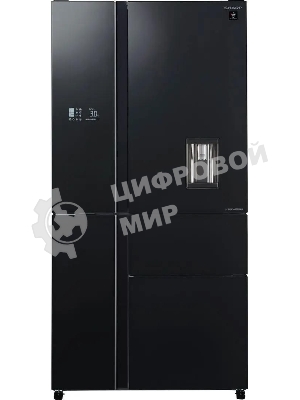 Холодильник Sharp SJWX99ABK черный четырехкамерный 423/227л морозилка снизу, No Frost, Side by Side