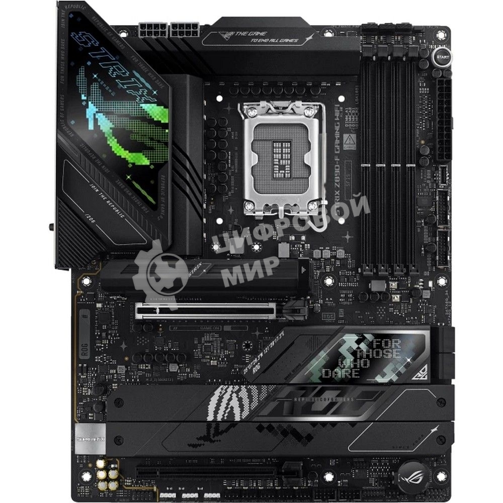 Материнская плата ASUS ROG STRIX Z890-F GAMING WIFI, LGA 1851, Intel Z890, 4xDDR5, 4xSATA, 5xM.2, 1xPCIe 5.0 x16, 1xPCIe 4.0 x4, 1xHDMI, 1xDP, 2xUSB-C, 1x 2.5Gb LAN, 4xUSB-A 3.2 Gen 1, 4xUSB-A 3.2 Gen 2, 2xUSB-A 2.0, 2xUSB-C Thunderbolt 4, 2x3.5 мм, 7.1, ATX