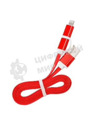 Дата-кабель Smartbuy USB - 2 в 1 Micro+8 pin, длина 1,2 м, красный (iK-212 red)/60