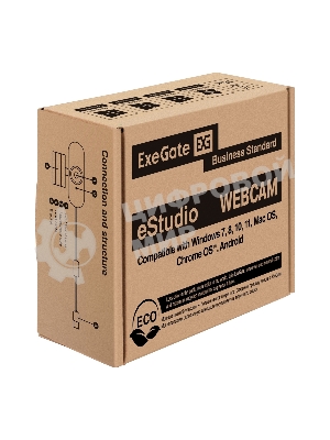 Веб-камера ExeGate eStudio EW-722 2560x1440, 30 кадр/с, USB Type-A, микрофон (2 шт, шумоподавление), автоматическая фокусировка, автоосвещение, шторка приватности, универсальное крепление