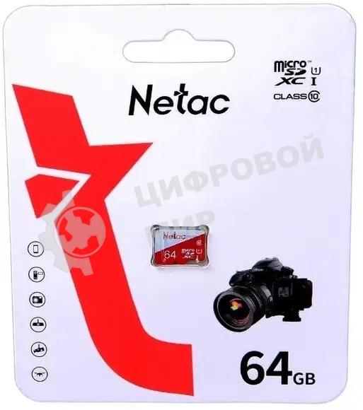 Флеш карта Netac P500 ECO 64Gb MicroSDXC U1/C10 up to 80Mb/s, retail pack card only