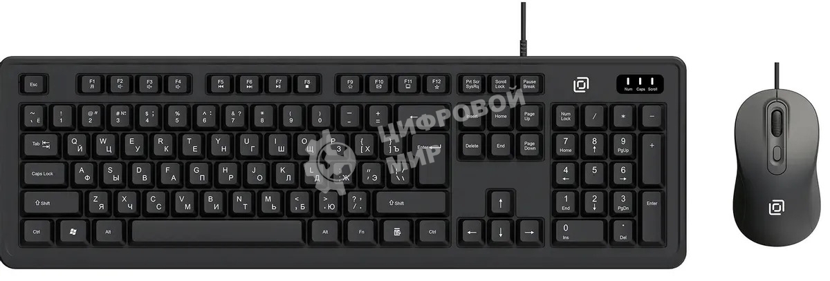 Комплект клавиатура+мышь Oklick S605 проводной, USB, 2400 DPI, чёрный