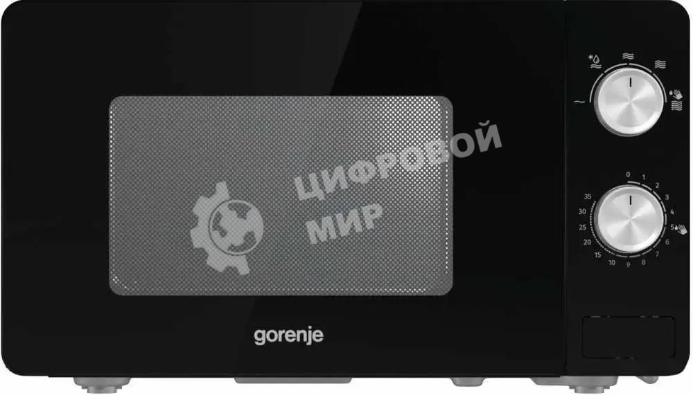 Микроволновая печь Gorenje MO20E1B черный, 20 л, 800 Вт, переключатели - поворотный механизм