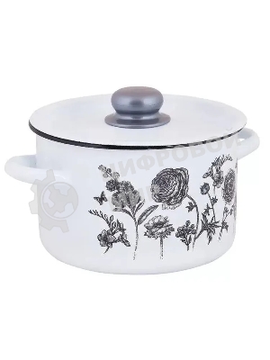 Кастрюля Appetite 1с15с/1 JE TAIME с крышкой, эмалированная сталь, цилиндрическая 1,5 л