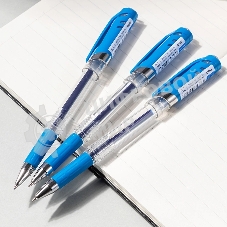 Ручка гелевая Deli EG158-BL прозрачный, d=0.7мм, синие чернила, резиновая манжета