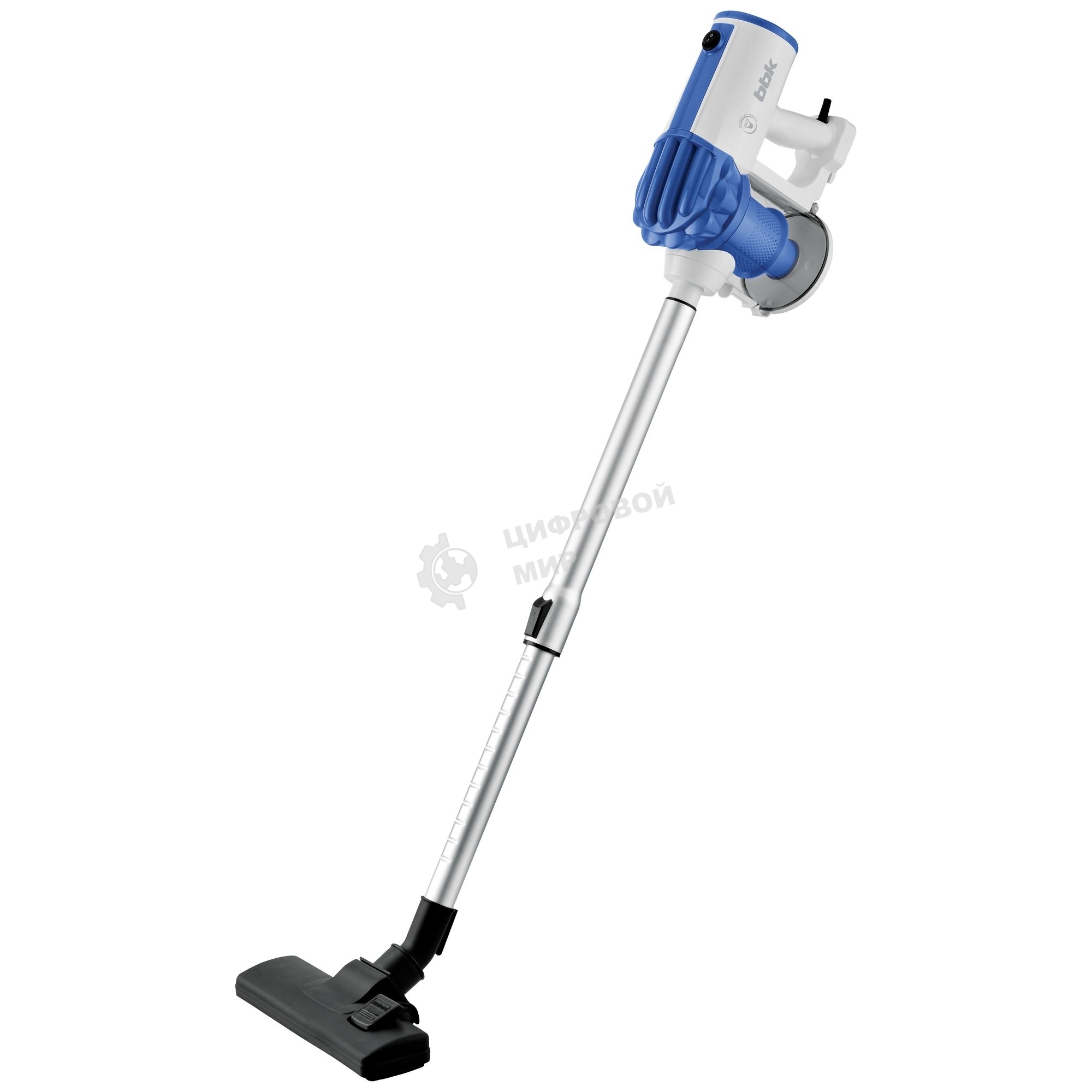 Пылесос вертикальный BBK BV2512 белый/синий, питание от сети, 100 Вт, уборка сухая, пылесборник 0.5 л