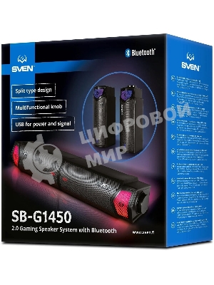 Саундбар мини SVEN SB-G1450, черный (10 Вт, питание USB, Bluetooth, подсветка)