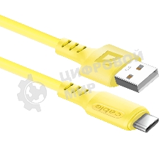Кабель Defender F207, USB 2.0 (AM) - Type-C, 1 м, 2.4А, силиконовая оплетка, желтый.