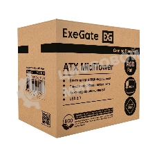 Компьютерный корпус Miditower ExeGate EVO-9211-450NPX (ATX, БП 450NPX с вент. 12см, с окном, 2хUSB+1хUSB3.0, HD аудио, черный, 1 вент. с RGb подсветкой)