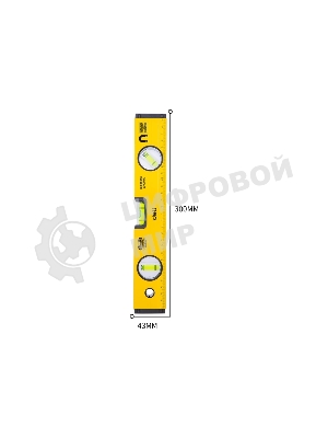 Строительный уровень Deli DL290300 300мм Алюминиевый сплав. Мягкая резина на обоих концах. Магнит для удобства эксплуатации. Измерение под углом 45°.