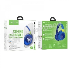 Беспроводные/проводные наушники Hoco W43 Blue синий, накладные, Bluetooth + проводной, складная конструкция, до 25 ч.