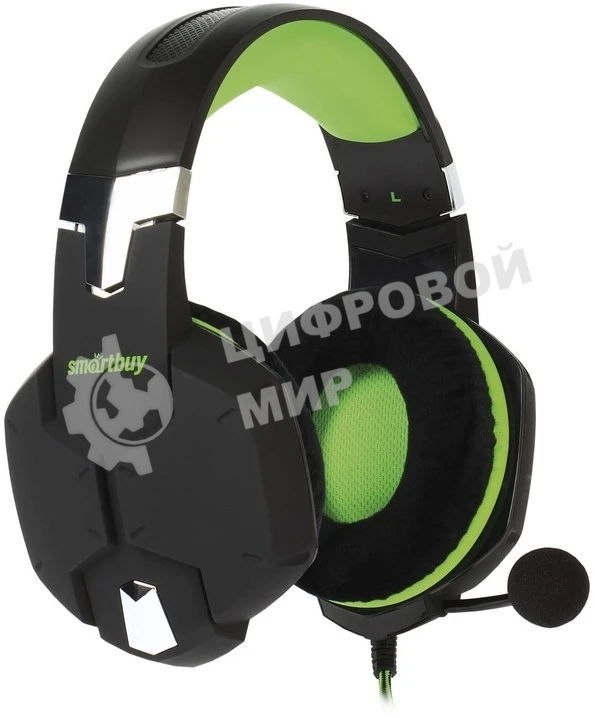Гарнитура SmartBuy Rush Viper чёрный-зеленый, проводная, 3.5 мм