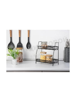 Этажерка настольная двухуровневая Mallony L’ordine Nero, 31,5*17*33 см