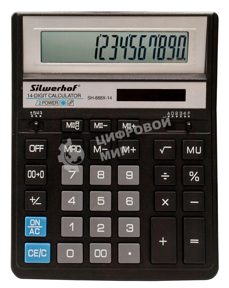 Калькулятор настольный Silwerhof SH-888X-14 черный 14-разр.