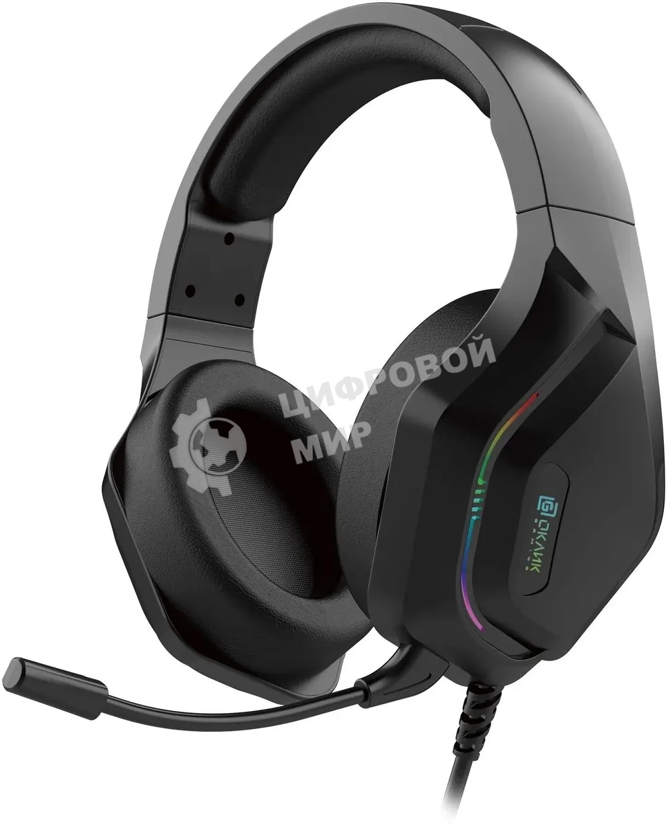 Гарнитура Oklick HS-L600G чёрный, проводная, USB, подсветка