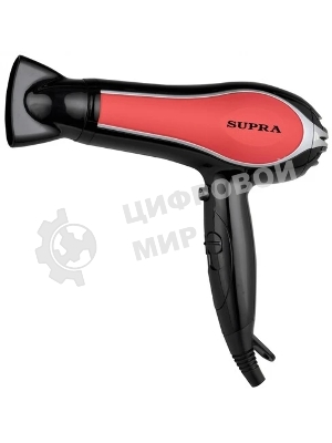 Фен SUPRA PHS-2206L черный/красный, 2200 Вт, ионизация