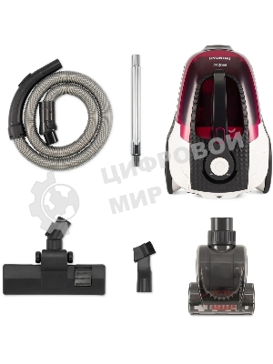 Пылесос Hyundai HYV-C3370 белый/красный, 380/2400 Вт, уборка сухая, пылесборник контейнер 3.5 л