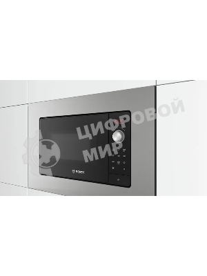 Встраиваемая микроволновая печь Bosch BFL623MS3 нержавеющая сталь, 20 л, 800 Вт, переключатели - поворотный механизм/сенсор