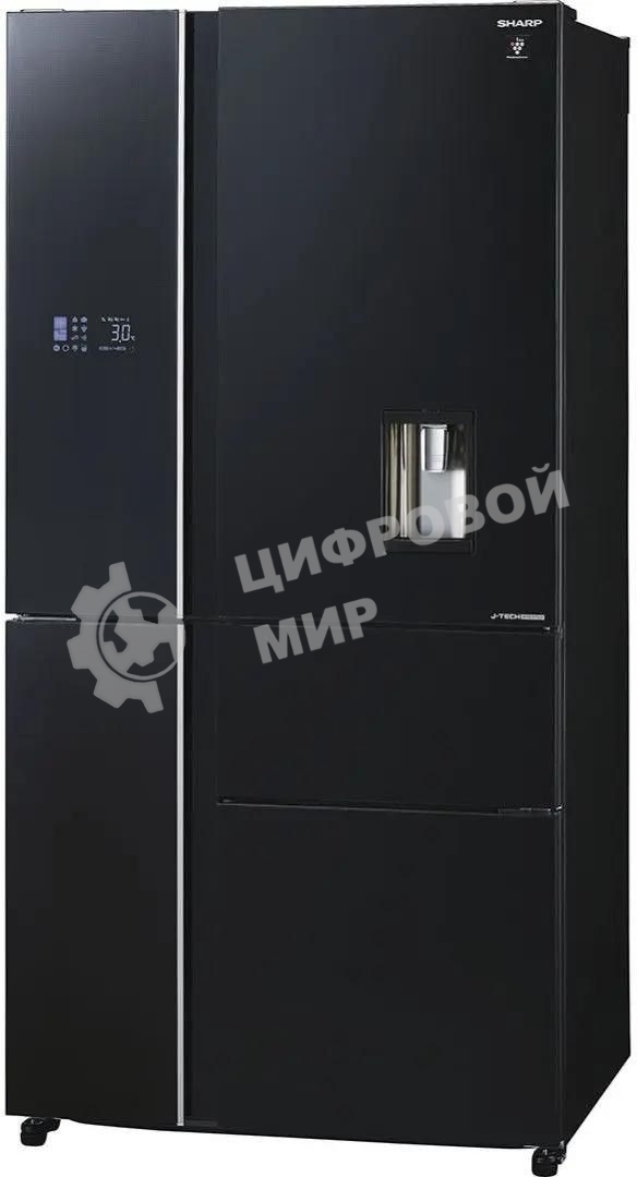 Холодильник Sharp SJWX99ABK черный четырехкамерный 423/227л морозилка снизу, No Frost, Side by Side