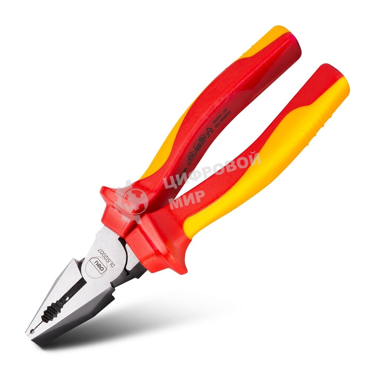 Плоскогубцы Deli DL512007 диэлектрические комбинированные, 180 мм, сталь Cr-V, сертификат VDE для работ под напряжением до 1000 В