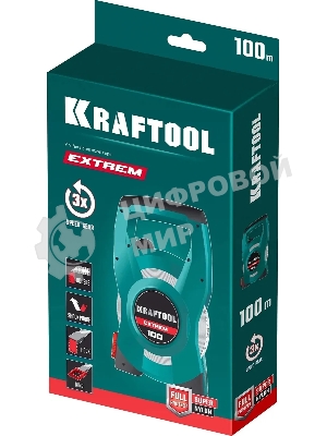 Геодезическая стальная мерная лента KRAFTOOL EXTREM, 100 м