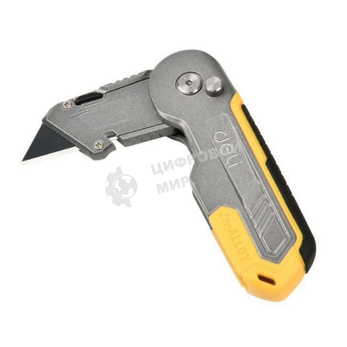 Строительный складной нож с Т-образным лезвием Deli DL007Z в комплекте 6 лезвий, сталь SK2, рукоятка из цинкового сплава