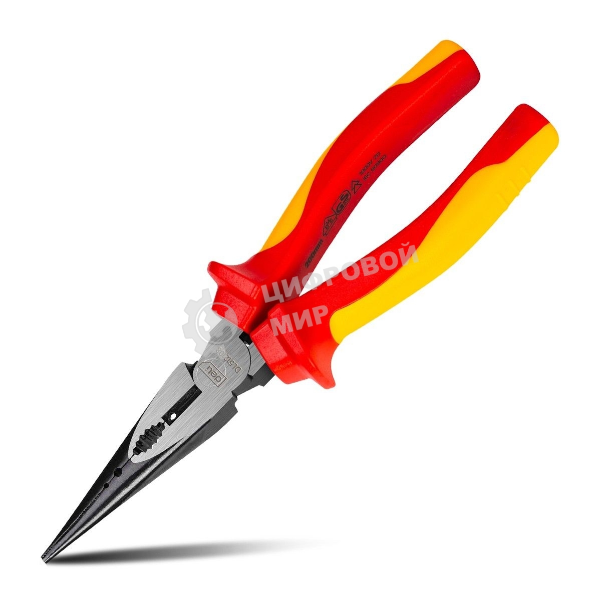 Диэлектрические удлиненные плоскогубцы Deli DL512108 200мм, сталь Cr-V, сертификат VDE для работ под напряжением до 1000 В