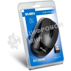 Мышь беспроводная SVEN RX-380W серый металлик, 1600 dpi, радиоканал, USB, кнопки - 4