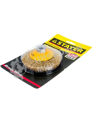 Кордщетка STAYER PROFESSIONAL 35133-100коническая М14 витая латунь/сталь 0.3мм d100мм