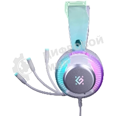 Гарнитура Defender Glitch белый, проводная, подсветка