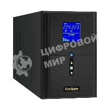 Источник бесперебойного питания (инвертор, синус, для котла) ExeGate SineTower SN-2000.LCD.AVR.3SH.1C13.RJ.USB 2000VA/1600W, чистая синусоида, LCD дисплей, AVR, 3*Schuko+1*C13, RJ45/11, USB, линейно-интерактивный, черный