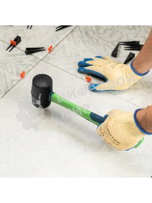 Киянка резиновая Сибртех 450 г, черная резина, фибергласовая рукоятка