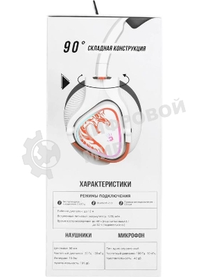 Гарнитура Bloody MR720 Naraka белый, беспроводная + проводная, радиоканал/Bluetooth/mini jack 3.5 мм, до 44 ч, подсветка