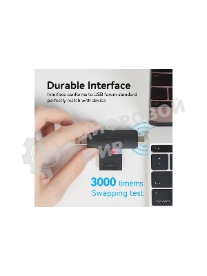Кард-ридер Vention CLKB0/черный/SD,SDHC,SDXC,TF,micro-SD,micro-SDXC,miсro-SDHC/USB 3.0/Type C/OTG/пластик