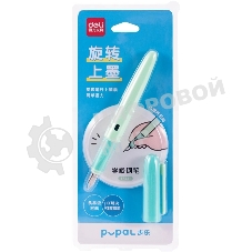 Ручка перьевая Deli Pupal SF321GREEN, зеленый, EF, синие чернила, блистер, резиновая манжета, стираемая