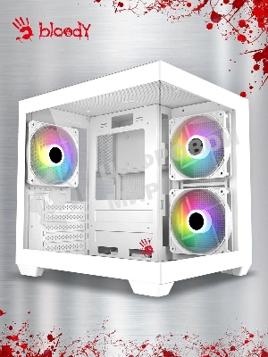 Компьютерный корпус Bloody CC-121 белый без БП mATX 7x120мм 1xUSB2.0 1xUSB3.0 audio