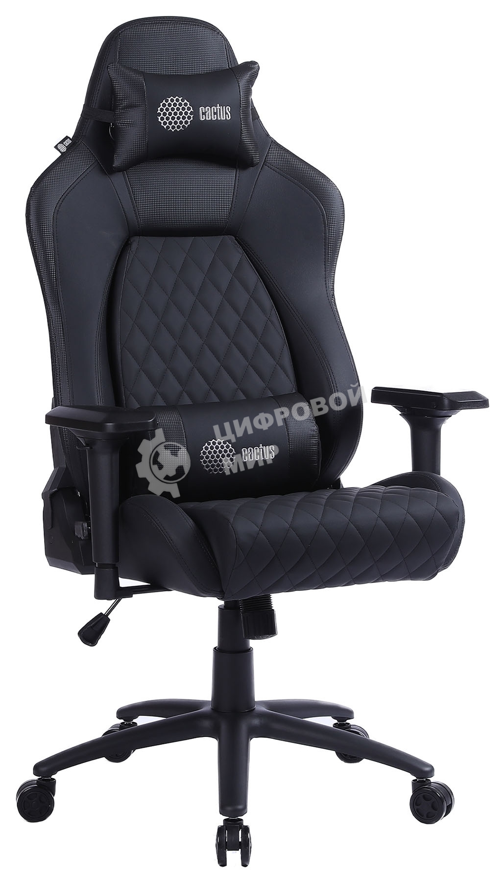 Кресло Cactus CS-CHR-130-M черный, экокожа, подголовник