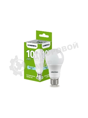 Лампа светодиодная GENERICA LL-A60-10-230-65-E27-G A60 10 Вт, грушевидная, 6500К, E27 230В
