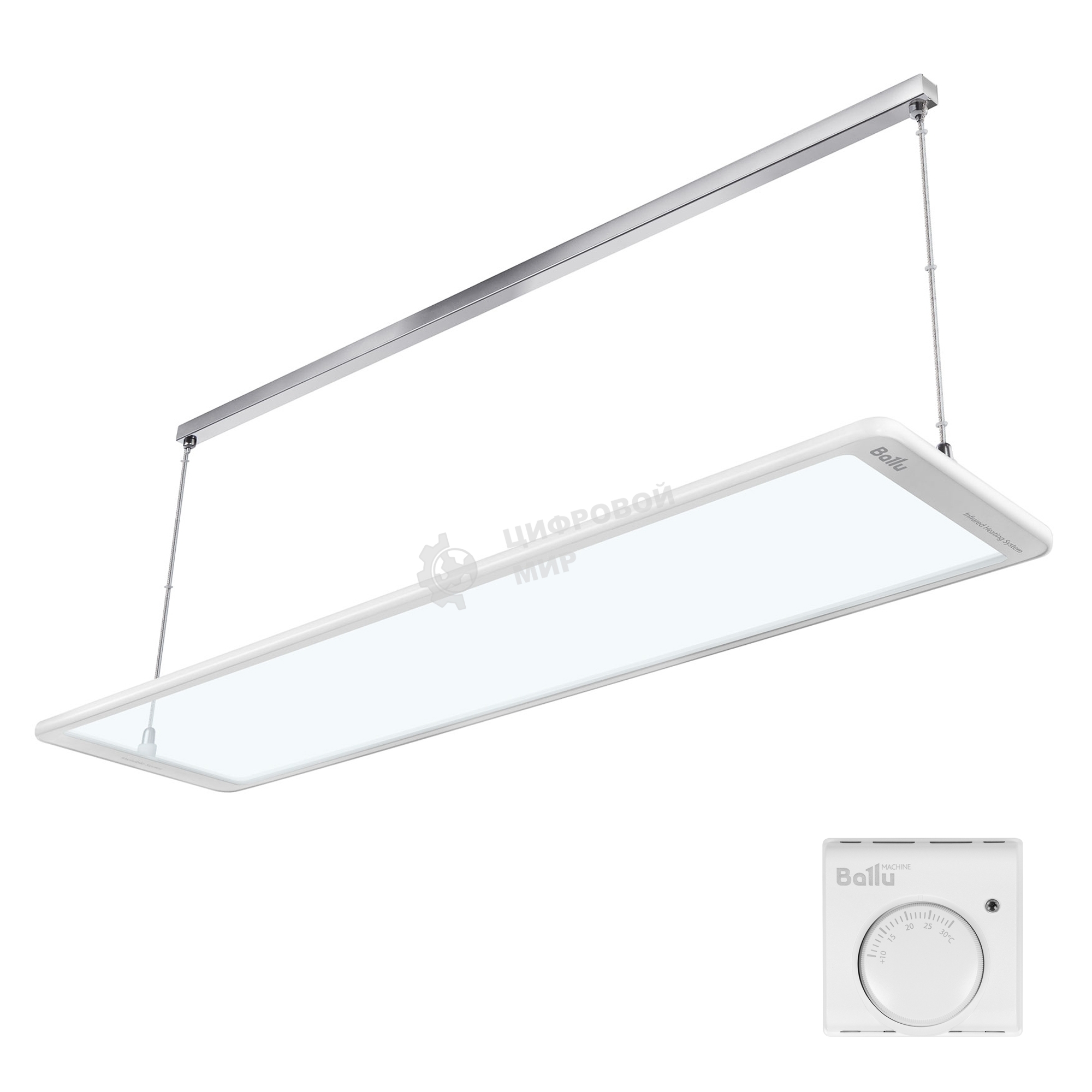 Комплект обогреватель инфракрасный Ballu BIH-GTW-0.5 + BMT-1 белый, 500 Вт, 10 м2, термостат
