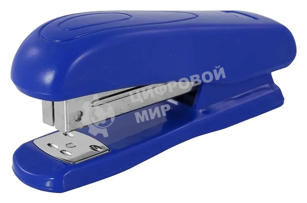 Степлер Silwerhof 24/6 26/6 (20 листов) синий, 100 скоб, пластик закрытый/открытый