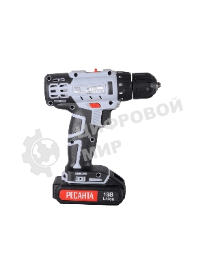 Дрель-шуруповерт Ресанта ДА-18-2ЛК, 18 В, 2 Ач, 50 Нм, щеточный