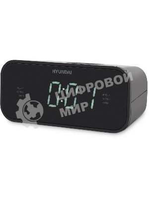 Радиобудильник Hyundai H-RCL221 черный LCD подсв:белый часы:цифровые FM